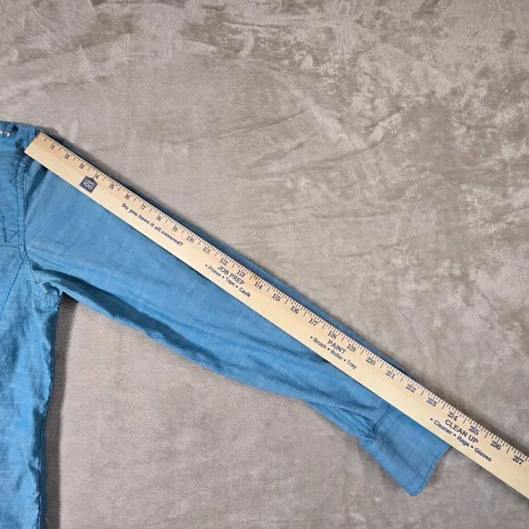 G by Guess Blue Button-Up Shirt Women’s Medium Western Utility Cotton Top - Picture 5 of 11